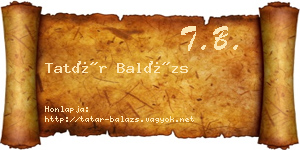 Tatár Balázs névjegykártya