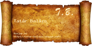 Tatár Balázs névjegykártya